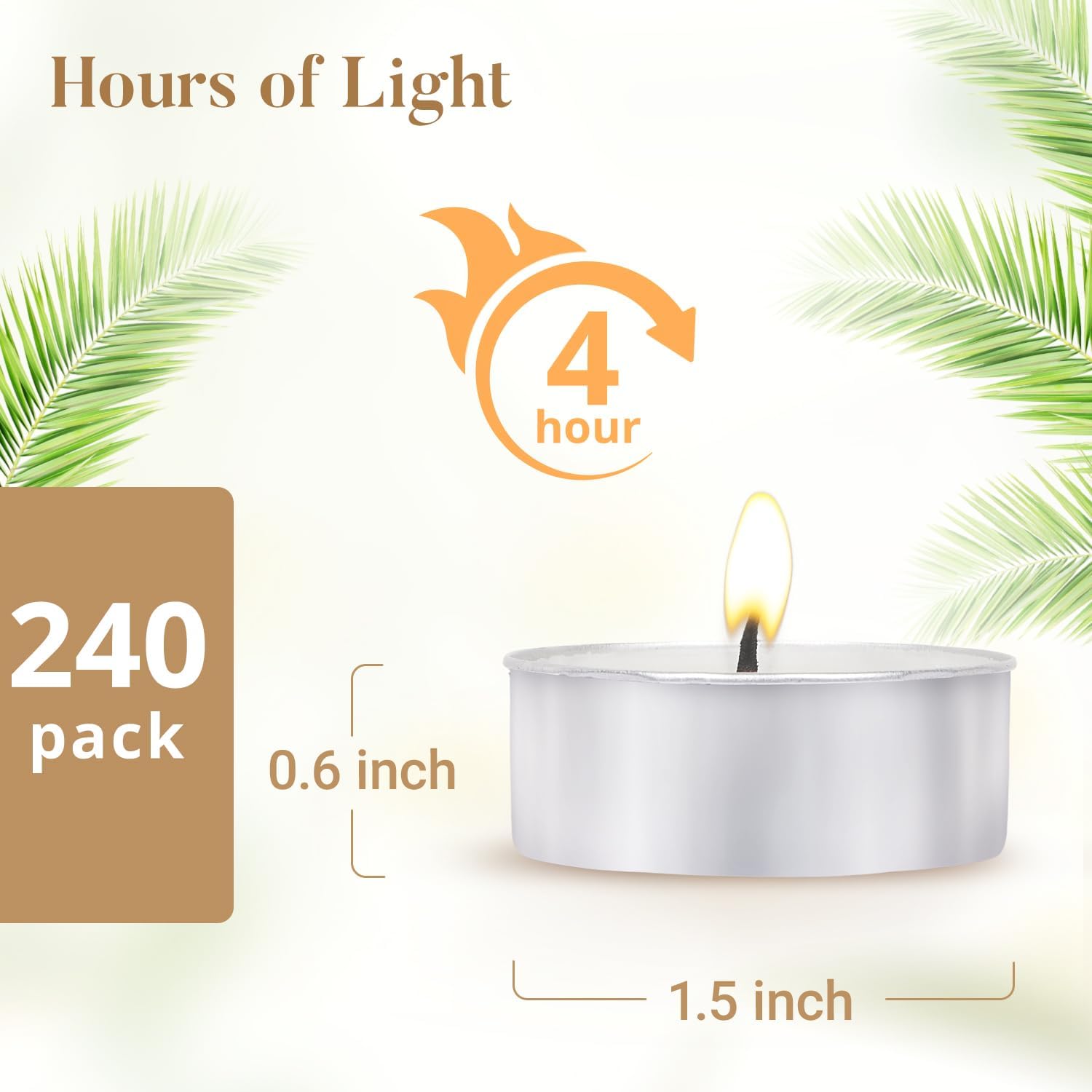 240-Pack Palm Wax Tealight Candles