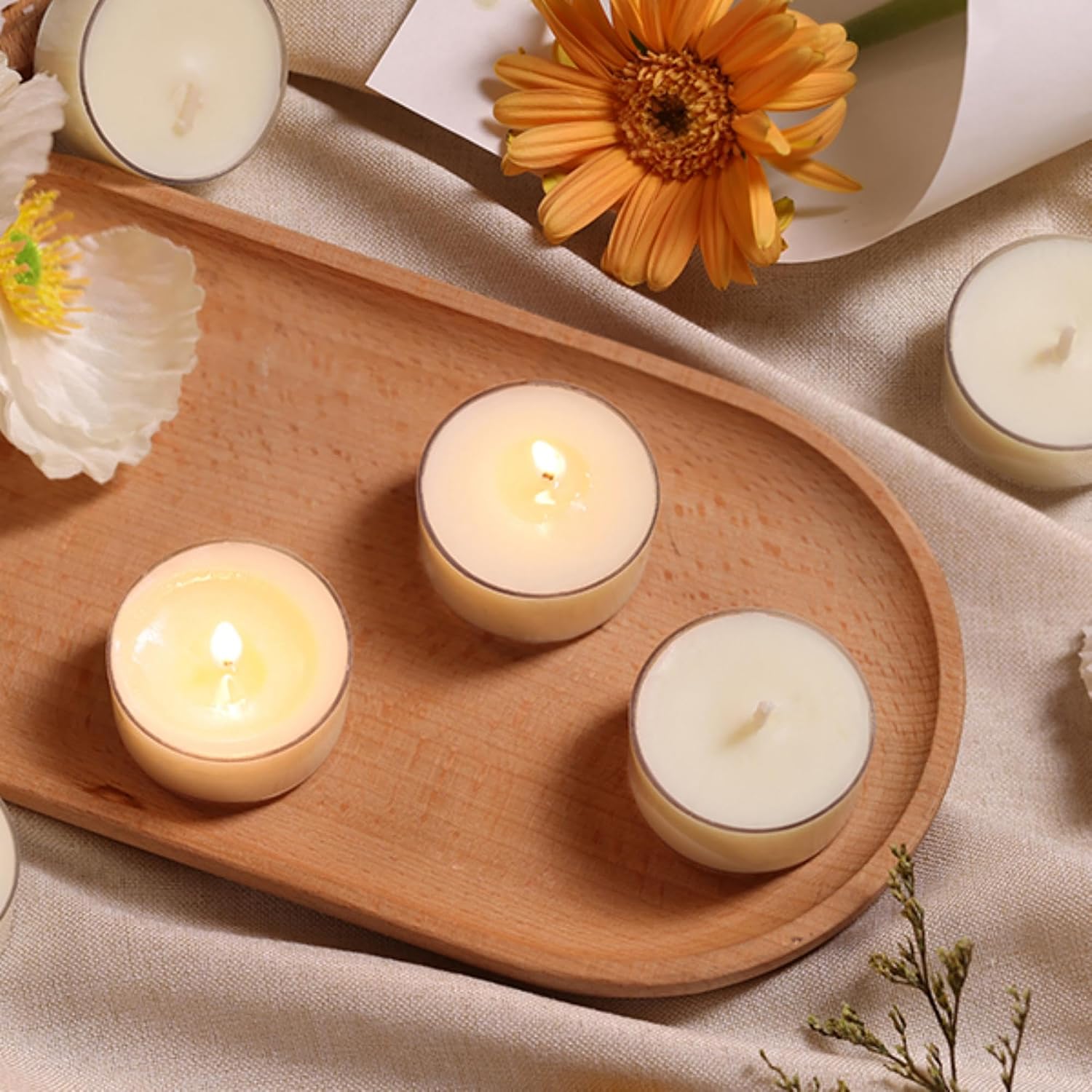 25-Pack Unscented Soy Tealight Candles