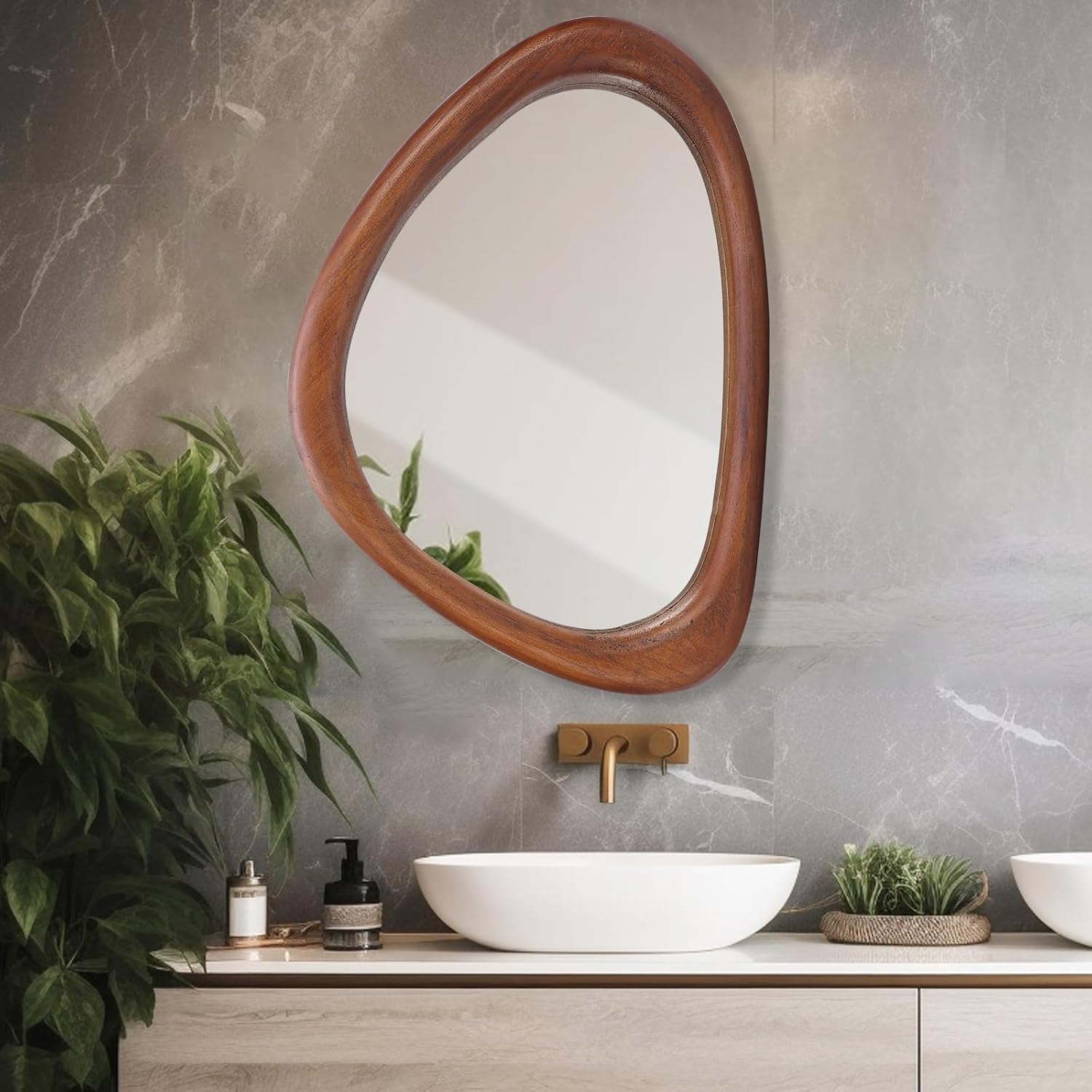 Abstract Shape Wood Wall Mirror