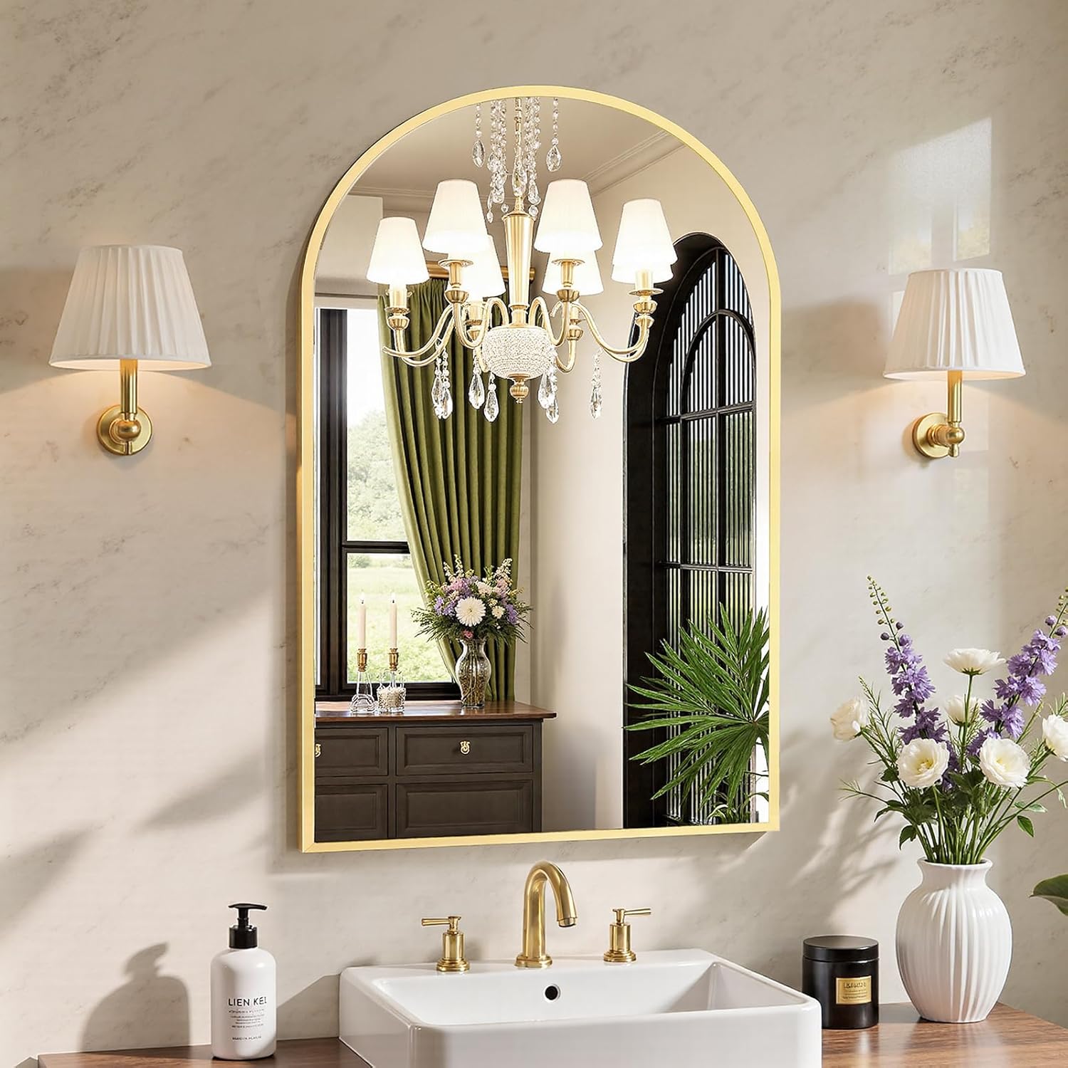 Arched Metal Framed Wall Mirror