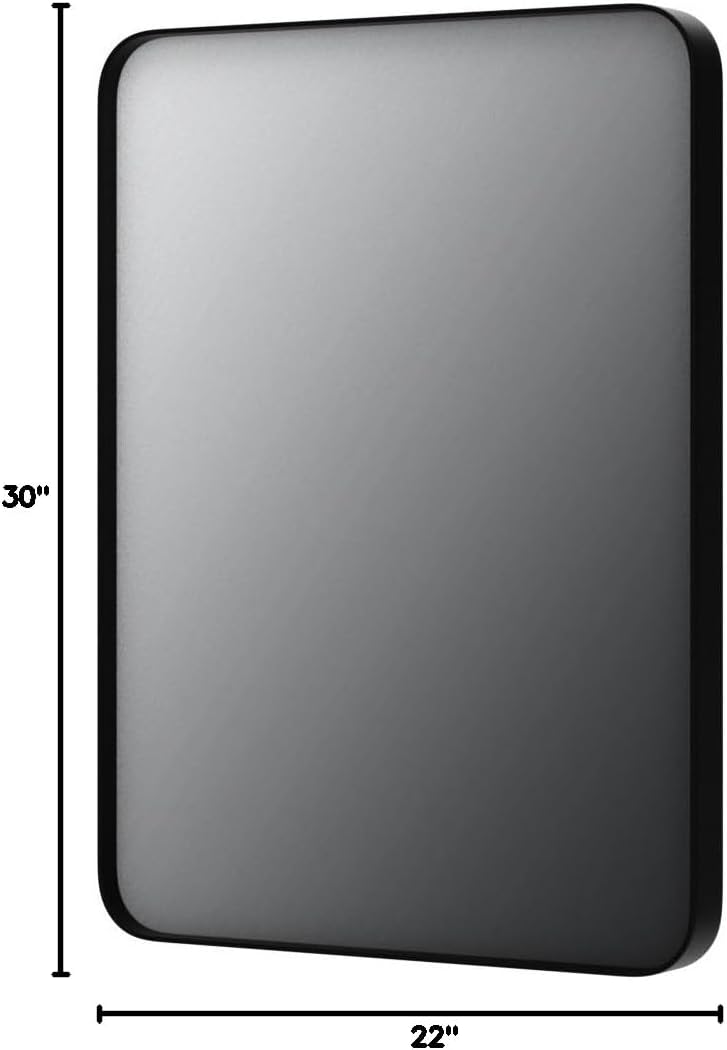 Black Rounded Rectangular Wall Mirror
