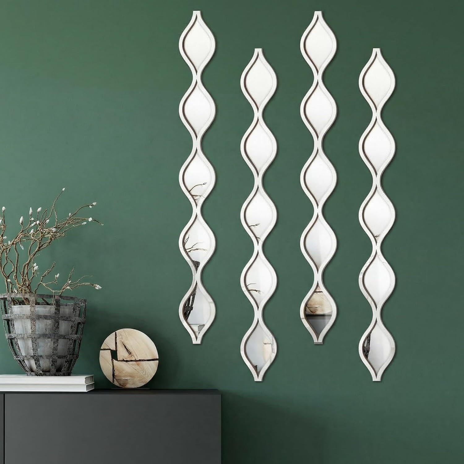 Four-Piece Wavy Panel Mirror Set