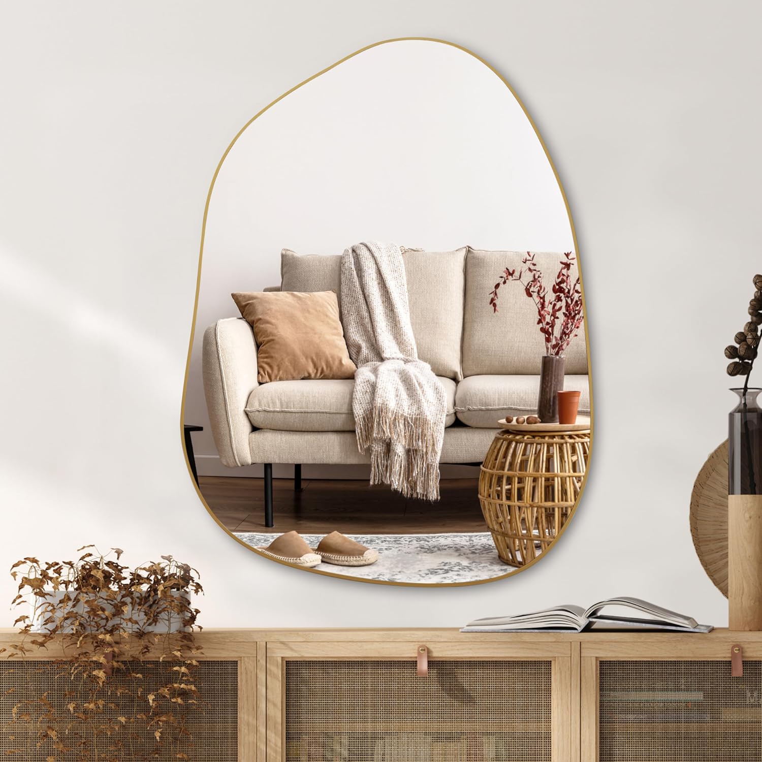 Gold Asymmetrical Wall Mirror