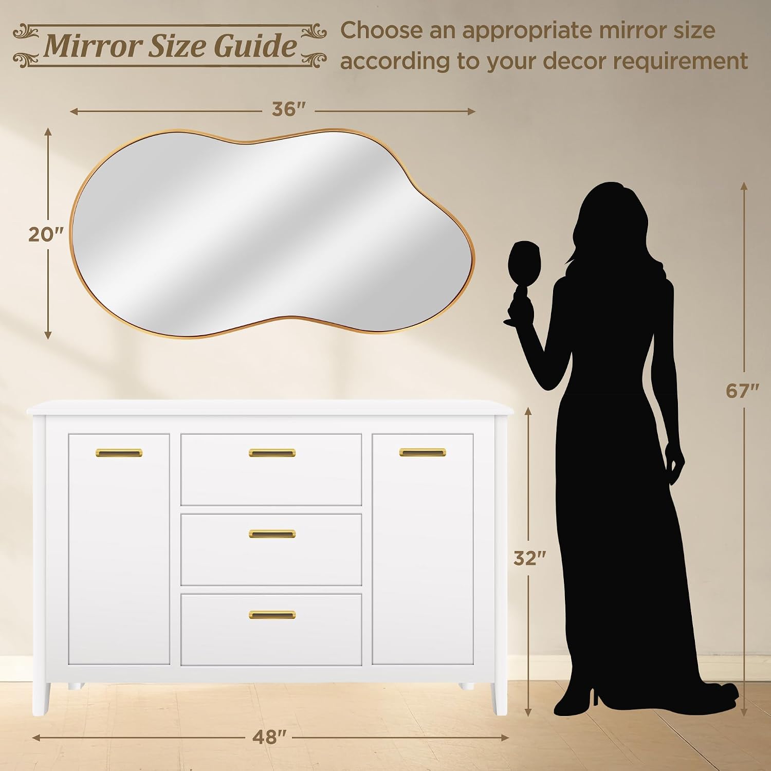 Gold Irregular Shape Wall Mirror