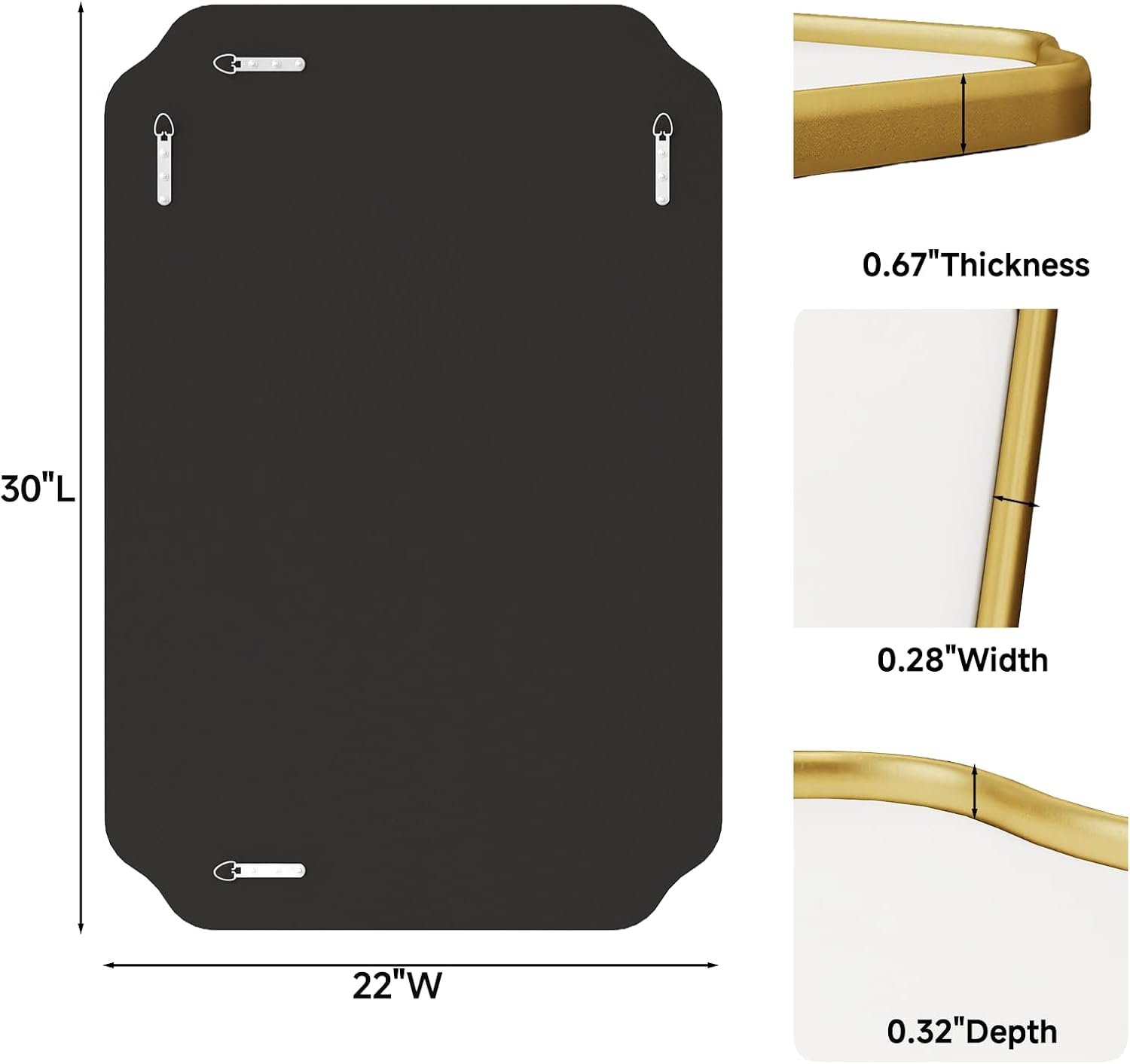 Gold Scalloped Edge Rectangular Mirror
