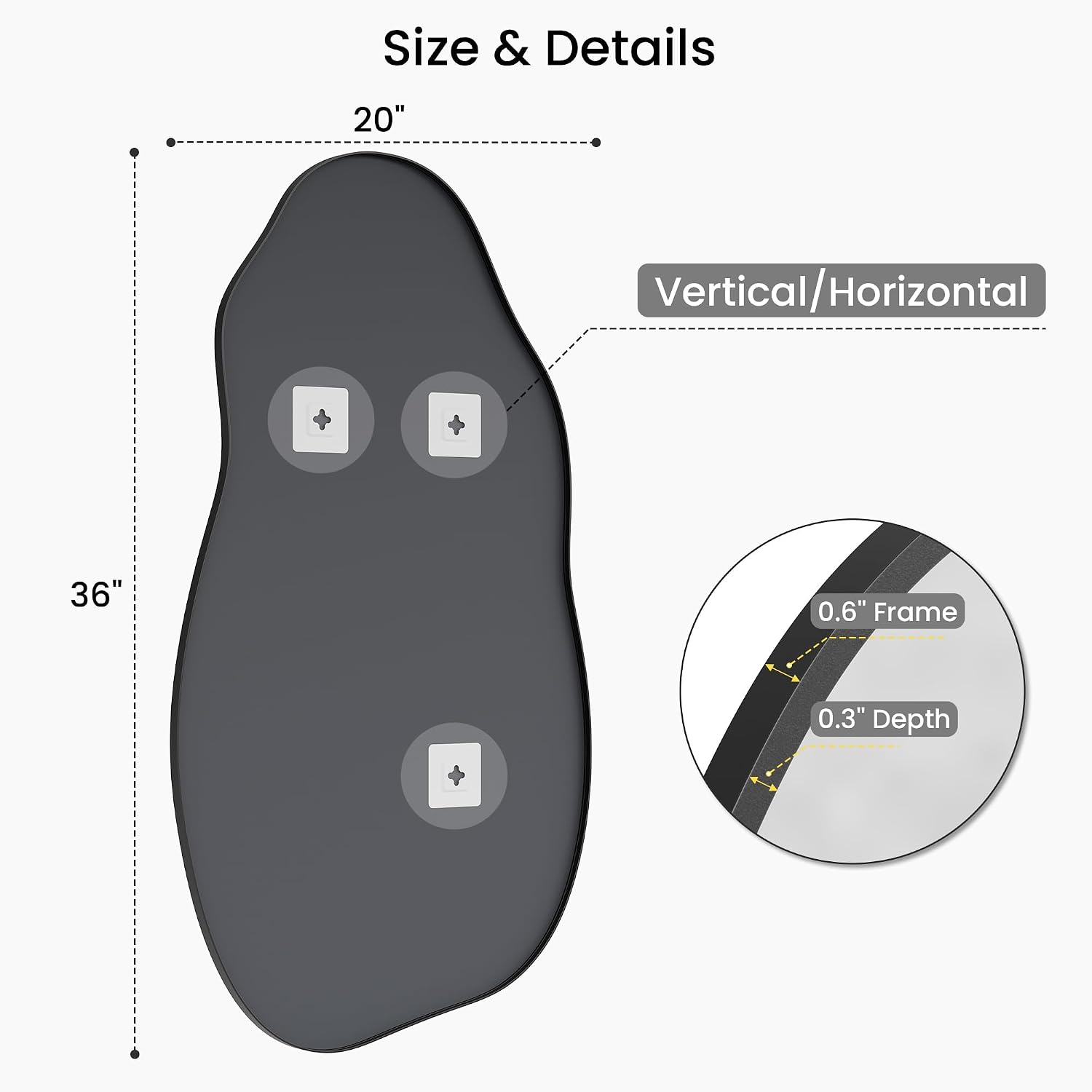 Matte Black Organic Shape Mirror