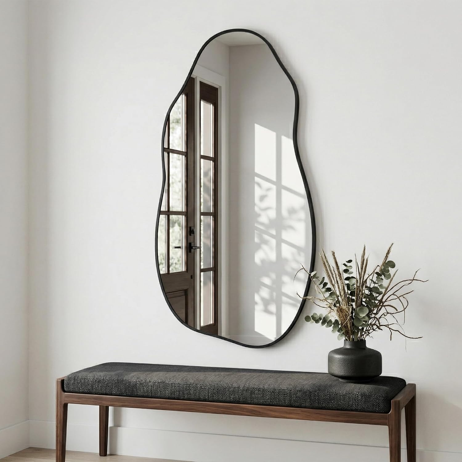 Matte Black Organic Shape Mirror