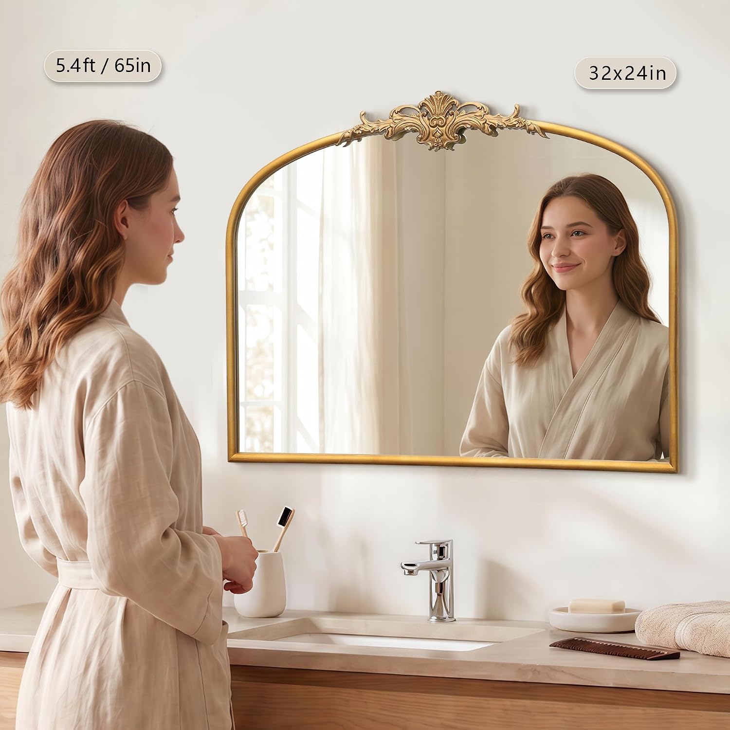 Ornate Arch Gold Wall Mirror
