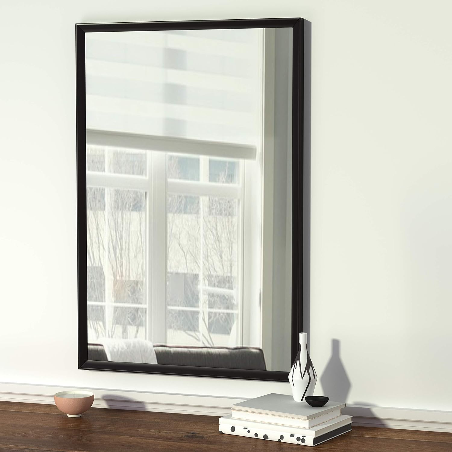 Rectangular Wall Mirror with Black Trim