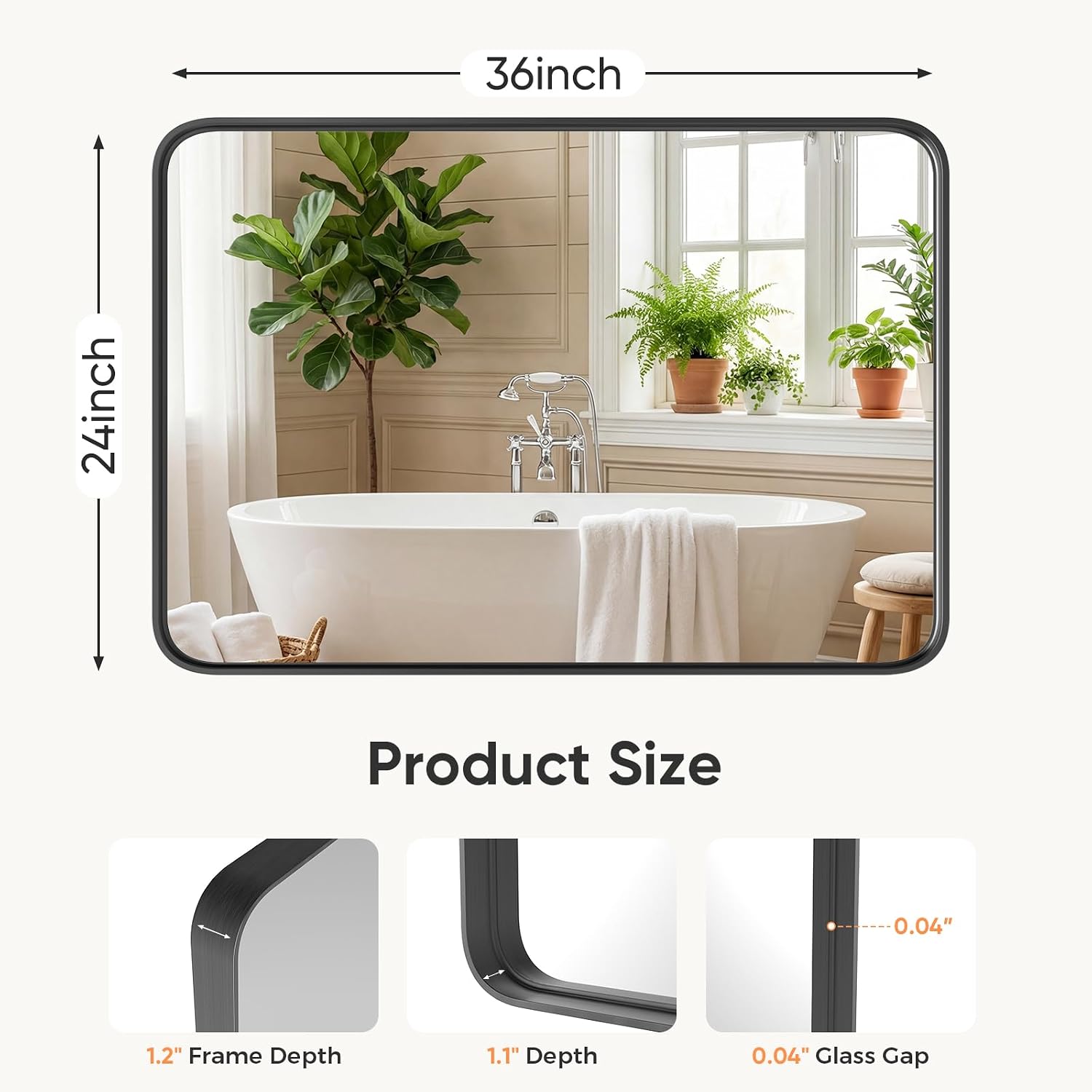 Rounded Rectangle Black Wall Mirror