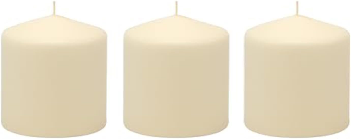 Three-Pack Unscented Ivory Pillar Candles