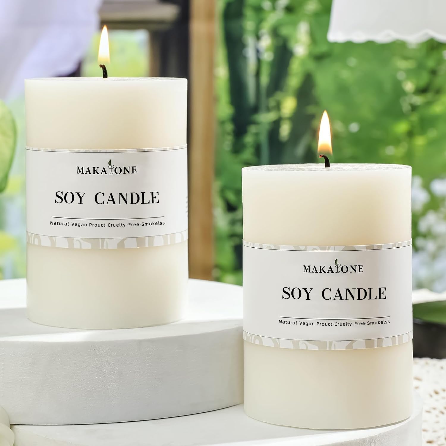 Two-Pack Unscented Soy Pillar Candles