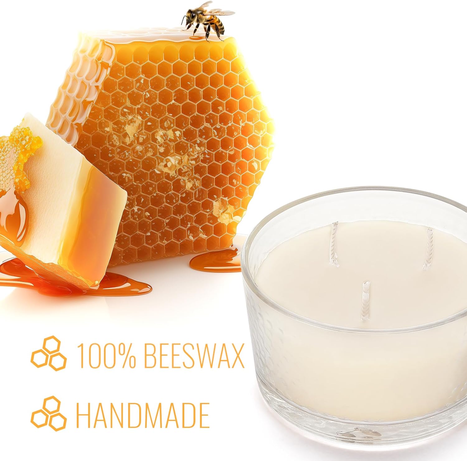 Unscented 3-Wick Beeswax Jar Candle