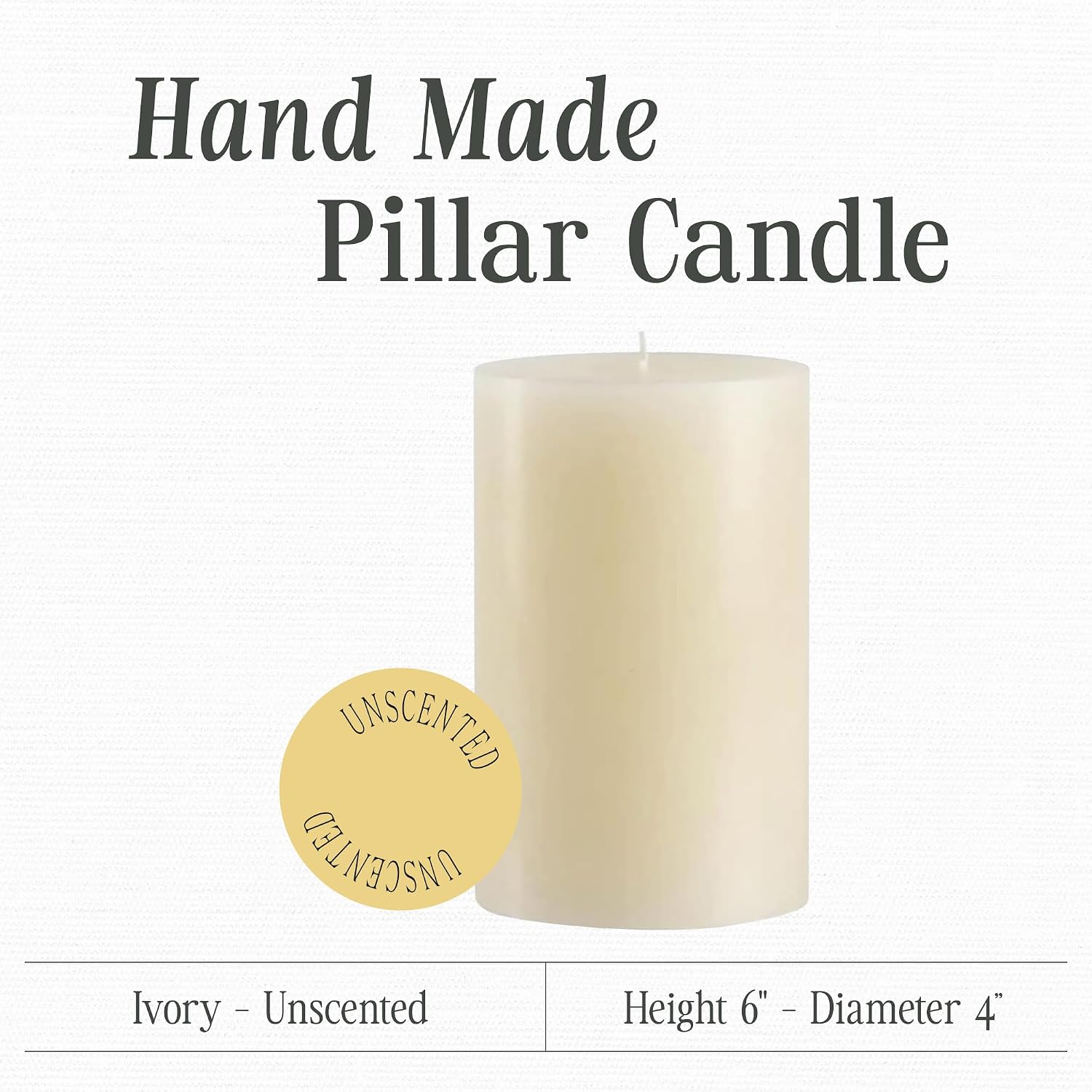 Unscented Ivory Pillar Candle
